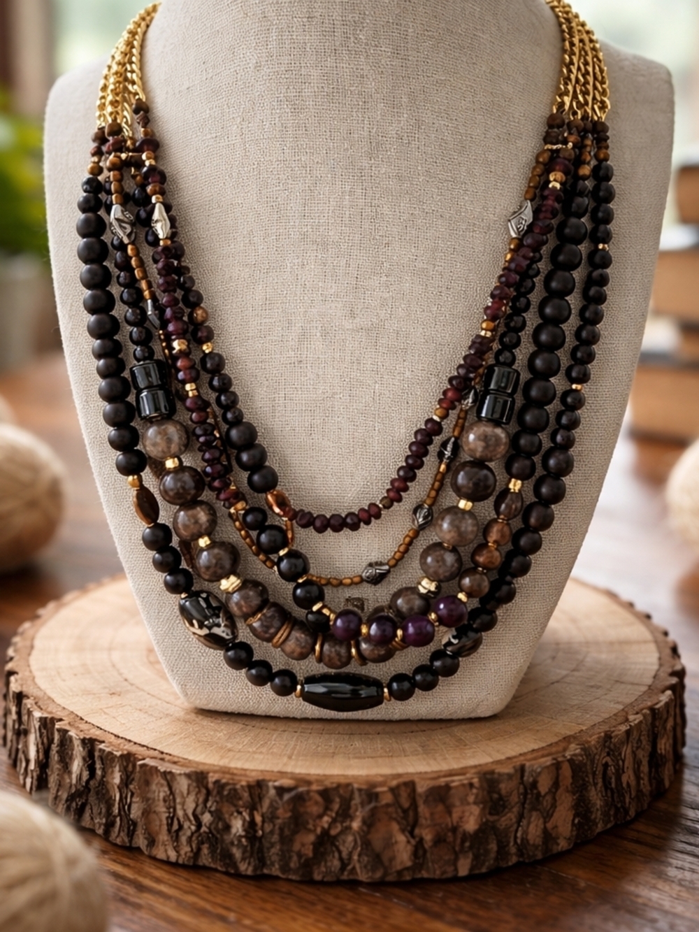 Nakamol Handcrafted Multi-Strand Beaded Necklace (Sussman Style)